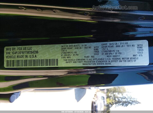 1C4PJXFN1TW264286 2026 JEEP WRANGLER Black Vista del compartimento del motor