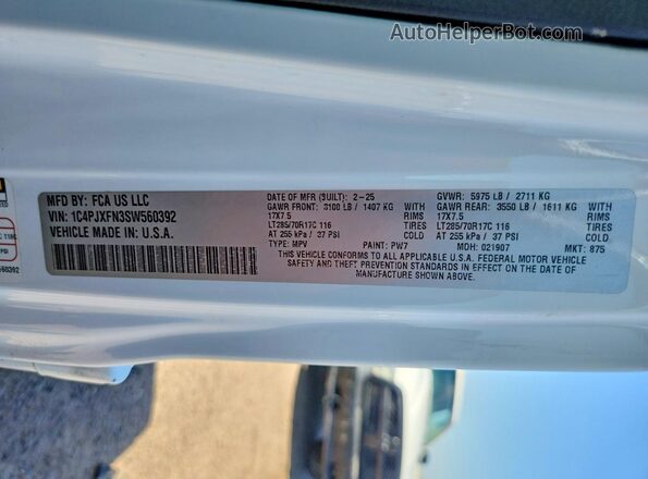1C4PJXFN3SW560392 2025 JEEP WRANGLER White Սալոնի 360 աստիճան տեսք