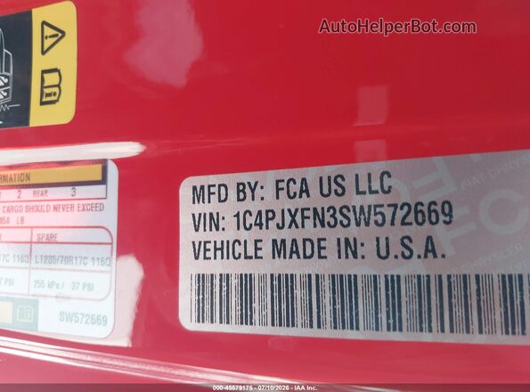 1C4PJXFN3SW572669 2025 JEEP WRANGLER Red Շարժիչի բաժամունքի տեսք