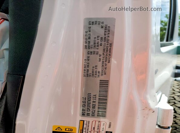 1C4PJXFN3TW262474 2026 JEEP WRANGLER White VIN კოდის სტიკერის ხედი
