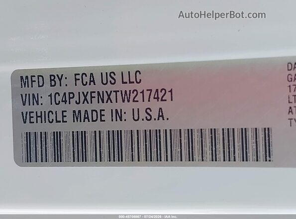 1C4PJXFNXTW217421 2026 JEEP WRANGLER White Շարժիչի բաժամունքի տեսք