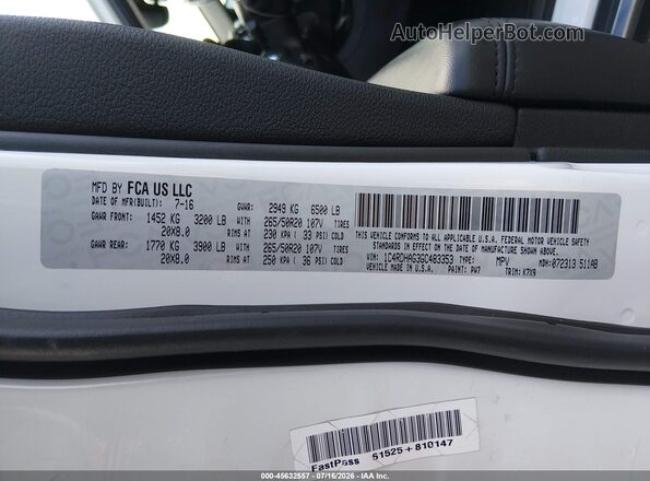 1C4RDHAG3GC483353 2016 DODGE DURANGO White Engine compartment view