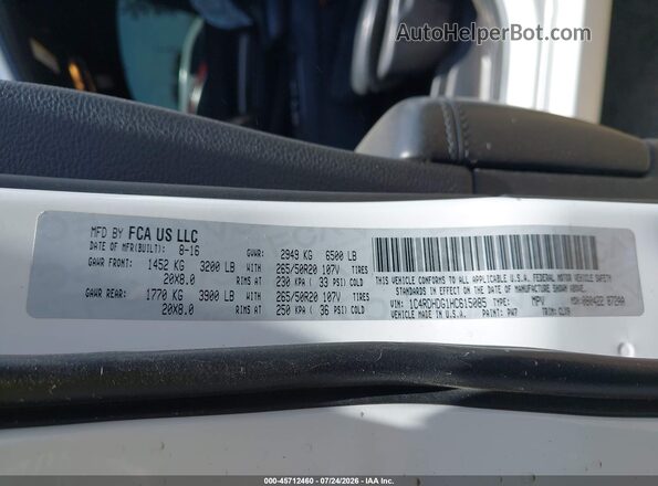1C4RDHDG1HC615085 2017 DODGE DURANGO Белый Вид подкапотного пространства