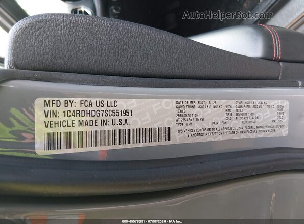 1C4RDHDG7SC551951 2025 DODGE DURANGO Серый Вид подкапотного пространства