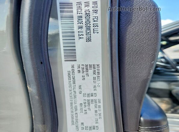 1C4RDHDG8MC607995 2021 DODGE DURANGO Gray VIN sticker view