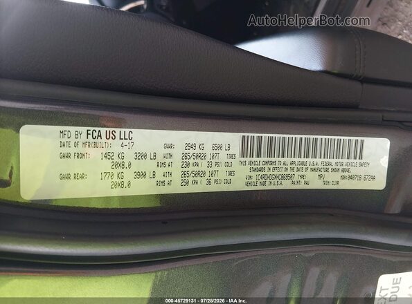 1C4RDHDGXHC869507 2017 DODGE DURANGO Pewter Вид підкапотного простору