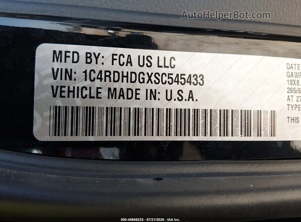 1C4RDHDGXSC545433 2025 DODGE DURANGO Black Widok komory silnika