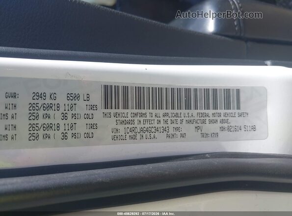1C4RDJAG4GC341343 2016 DODGE DURANGO White Engine compartment view