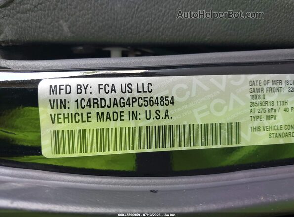 1C4RDJAG4PC564854 2023 DODGE DURANGO Black Widok komory silnika