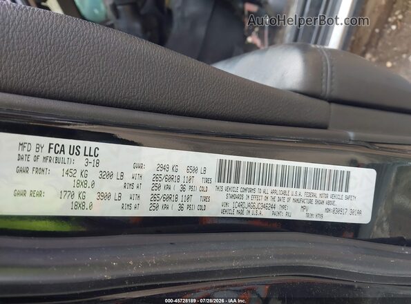 1C4RDJAG6JC346244 2018 DODGE DURANGO Black Вид підкапотного простору