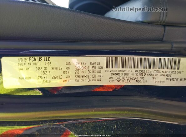 1C4RDJAG7JC372240 2018 DODGE DURANGO Dark Blue Engine compartment view