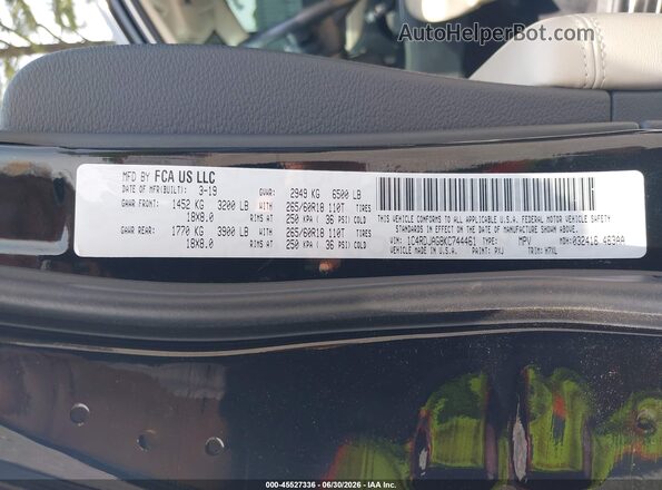 1C4RDJAG8KC744461 2019 DODGE DURANGO Black Widok komory silnika