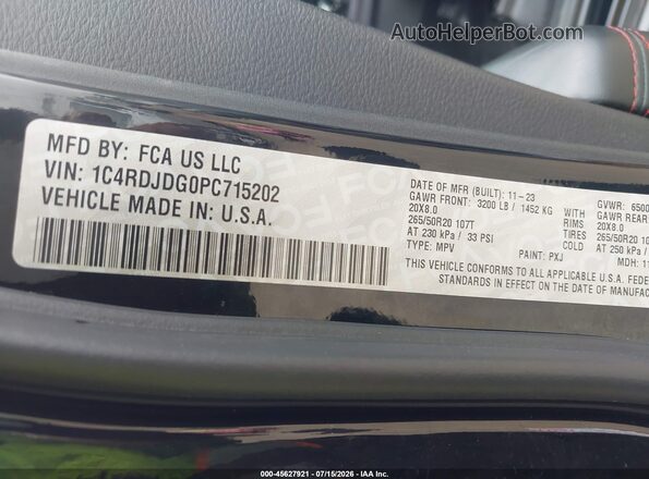 1C4RDJDG0PC715202 2023 DODGE DURANGO Black Vista del compartimento del motor