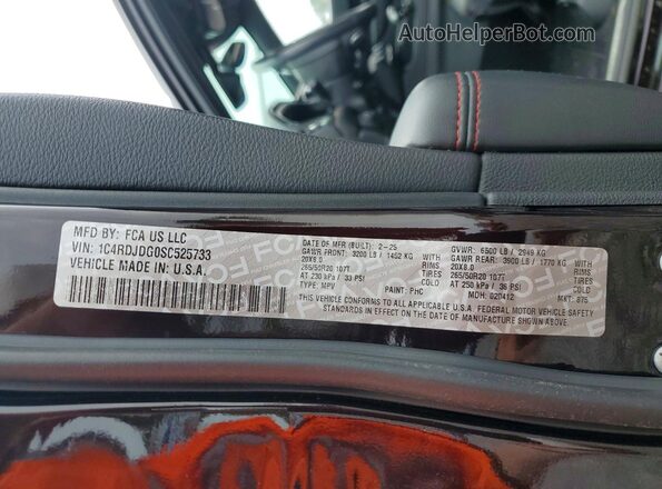 1C4RDJDG0SC525733 2025 DODGE DURANGO Черный Панорамный вид салона 360°