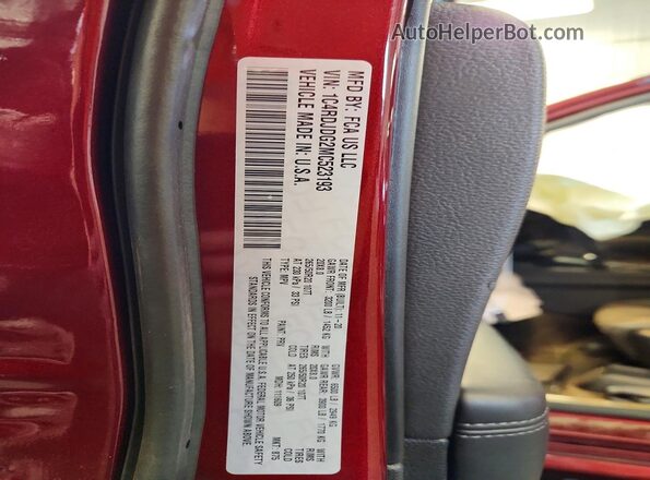 1C4RDJDG2MC523193 2021 DODGE DURANGO Maroon Vista de la etiqueta del VIN