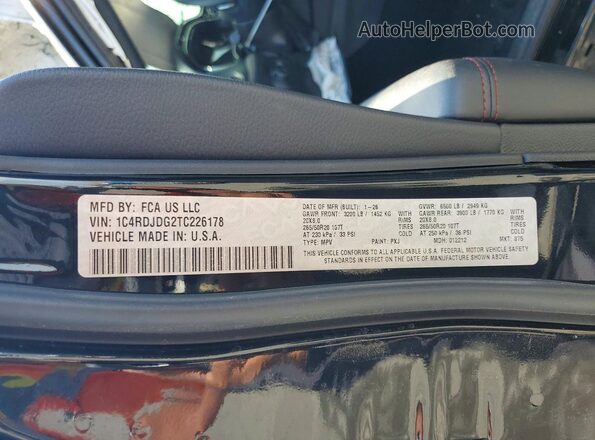 1C4RDJDG2TC226178 2026 DODGE DURANGO Black Вид наклейки з VIN-кодом