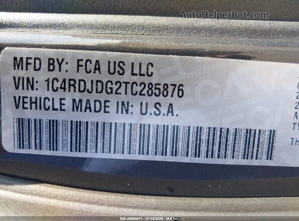 1C4RDJDG2TC285876 2026 DODGE DURANGO Серый Вид подкапотного пространства