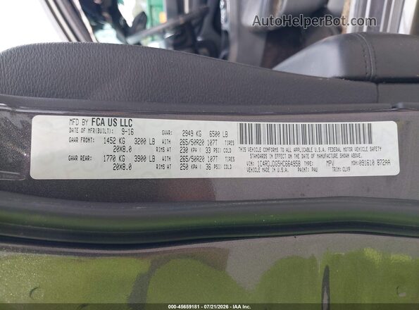 1C4RDJDG5HC664958 2017 DODGE DURANGO Gray Vista del compartimento del motor