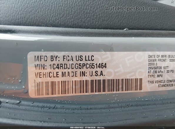 1C4RDJDG5PC651464 2023 DODGE DURANGO Gray Շարժիչի բաժամունքի տեսք
