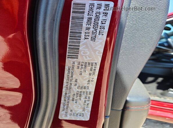 1C4RDJDG5PC677207 2023 DODGE DURANGO Red VIN sticker view