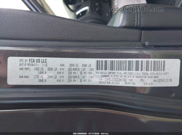 1C4RDJDG6GC301762 2016 DODGE DURANGO Серый Вид подкапотного пространства