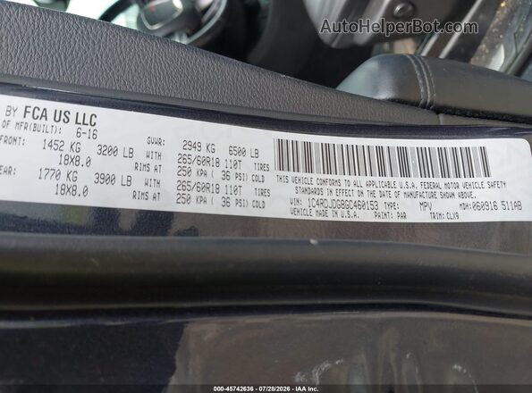 1C4RDJDG8GC460153 2016 DODGE DURANGO Gray Widok komory silnika
