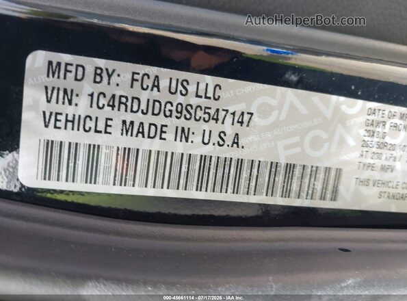1C4RDJDG9SC547147 2025 DODGE DURANGO Black ძრავის განყოფილების ხედი