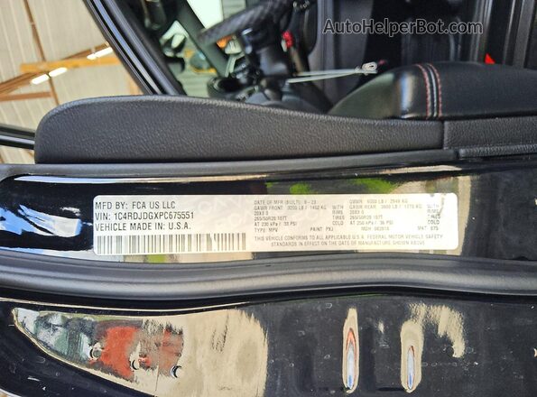 1C4RDJDGXPC675551 2023 DODGE DURANGO Black Вид наклейки з VIN-кодом