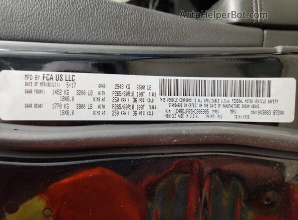 1C4RDJFG5HC906905 2017 DODGE DURANGO Черный Вид подкапотного пространства