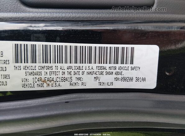 1C4RJEAG4JC168415 2018 JEEP GRAND CHEROKEE Черный Вид подкапотного пространства