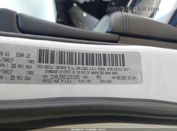 1C4RJEAG7JC513291 2018 JEEP GRAND CHEROKEE White Շարժիչի բաժամունքի տեսք