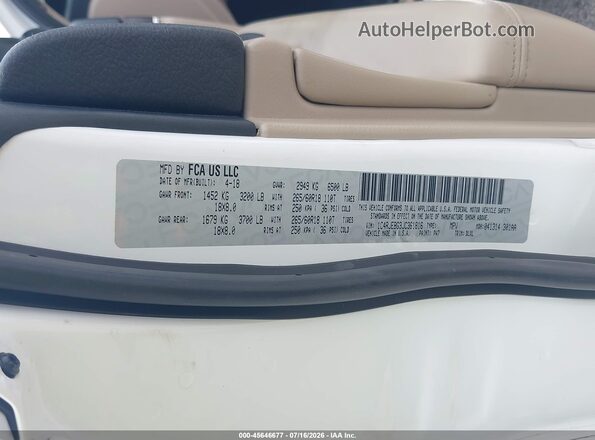 1C4RJEBG3JC361816 2018 JEEP GRAND CHEROKEE White Vista del compartimento del motor