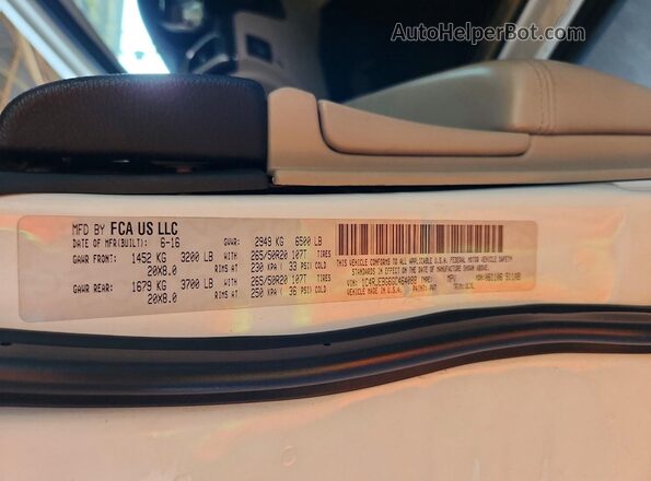 1C4RJEBG6GC464088 2016 JEEP GRAND Белый Вид наклейки с VIN-кодом