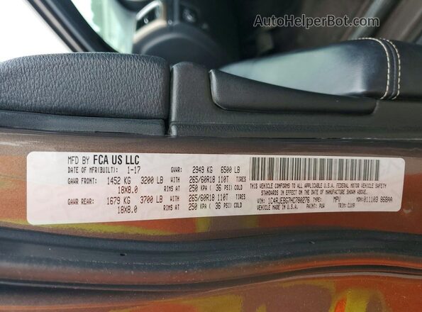 1C4RJEBG7HC780276 2017 JEEP GRAND Brown Widok wnętrza 360 stopni