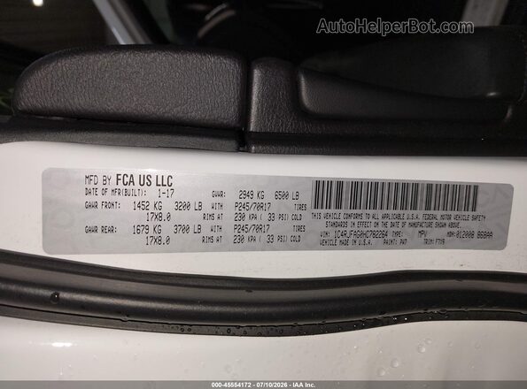 1C4RJFAG0HC782264 2017 JEEP GRAND CHEROKEE Белый Вид подкапотного пространства