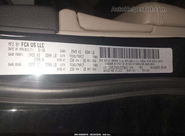 1C4RJFAG0JC373641 2018 JEEP GRAND CHEROKEE Black Շարժիչի բաժամունքի տեսք