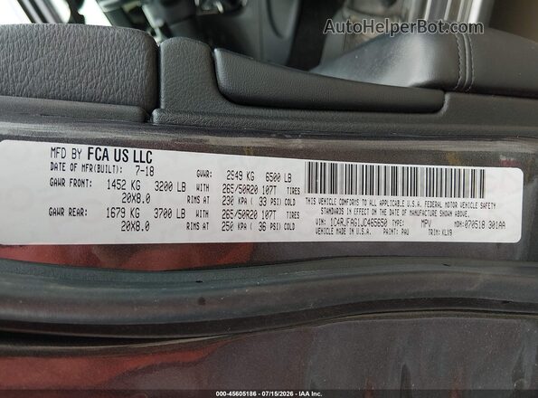 1C4RJFAG1JC465650 2018 JEEP GRAND CHEROKEE Серый Вид подкапотного пространства