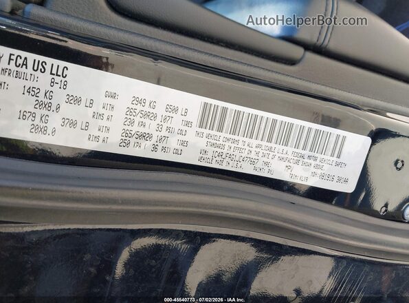 1C4RJFAG1JC477667 2018 JEEP GRAND CHEROKEE Black Շարժիչի բաժամունքի տեսք