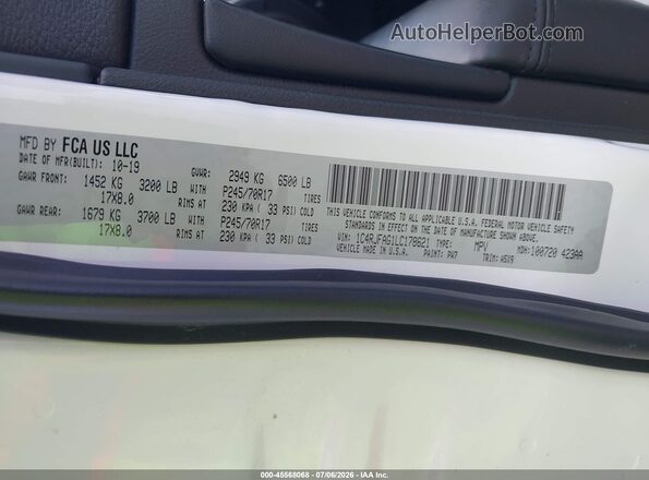 1C4RJFAG1LC178621 2020 JEEP GRAND CHEROKEE White Շարժիչի բաժամունքի տեսք