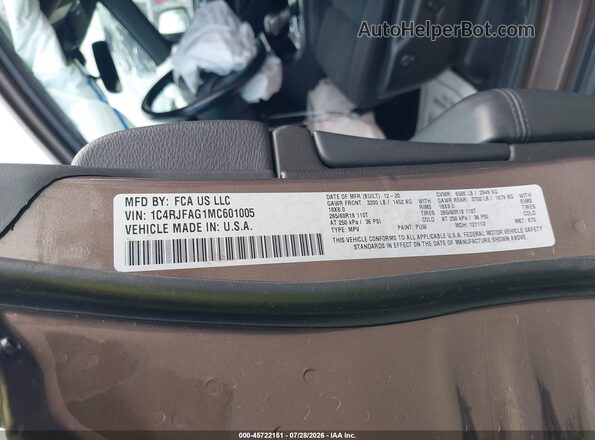 1C4RJFAG1MC601005 2021 JEEP GRAND CHEROKEE Brown Widok komory silnika