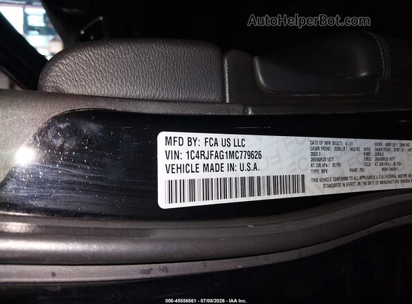 1C4RJFAG1MC779626 2021 JEEP GRAND CHEROKEE Black Շարժիչի բաժամունքի տեսք
