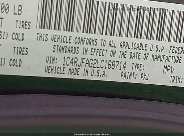 1C4RJFAG2LC168714 2020 JEEP GRAND CHEROKEE Black Вид підкапотного простору