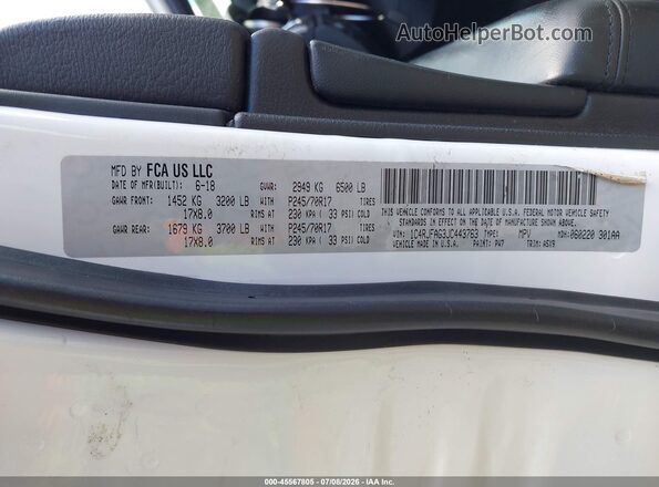 1C4RJFAG3JC443763 2018 JEEP GRAND CHEROKEE White Вид підкапотного простору