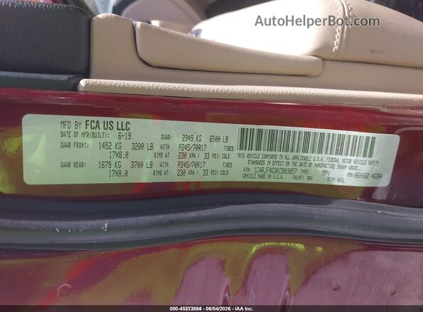 1C4RJFAG3KC803857 2019 JEEP GRAND CHEROKEE Red ძრავის განყოფილების ხედი