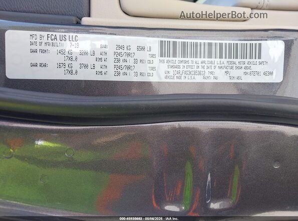 1C4RJFAG3KC853612 2019 JEEP GRAND CHEROKEE Gray Вид підкапотного простору