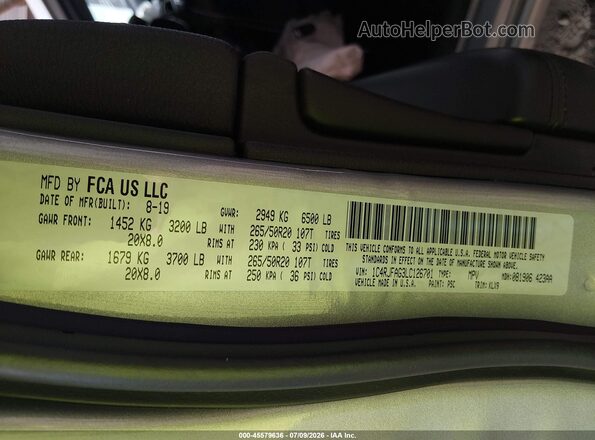 1C4RJFAG3LC126701 2020 JEEP GRAND CHEROKEE Silver Engine compartment view