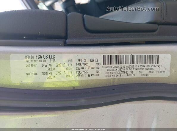 1C4RJFAG4JC278452 2018 JEEP GRAND CHEROKEE Gray Вид підкапотного простору