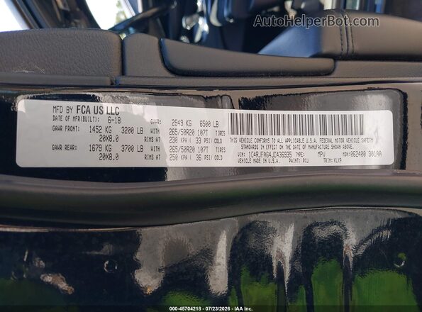 1C4RJFAG4JC436935 2018 JEEP GRAND CHEROKEE Черный Вид подкапотного пространства