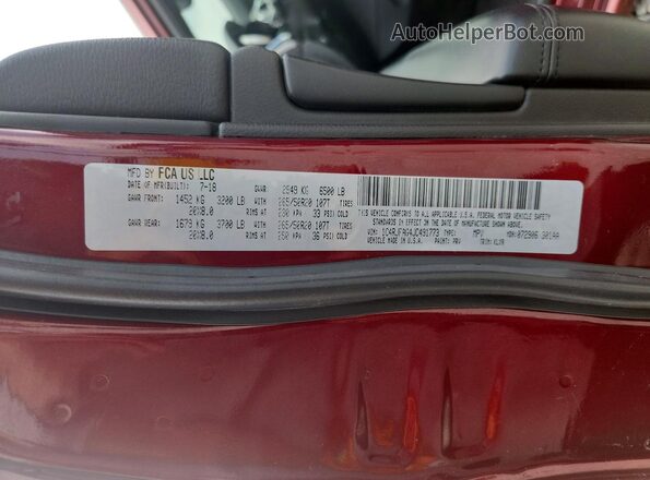 1C4RJFAG4JC491773 2018 JEEP GRAND Red სალონის 360-გრადუსიანი ხედი