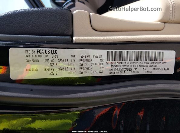 1C4RJFAG4KC754250 2019 JEEP GRAND CHEROKEE Black Engine compartment view